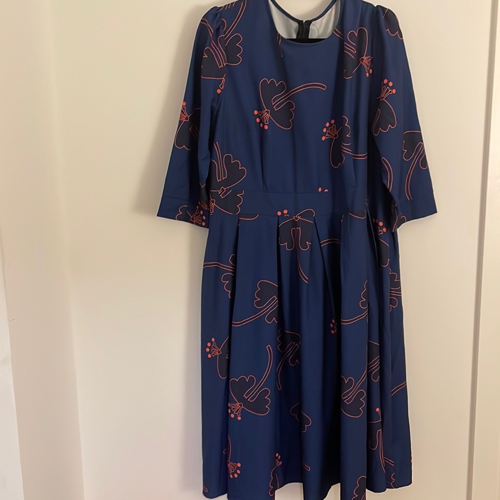 Multi color midi fit and flare dress.